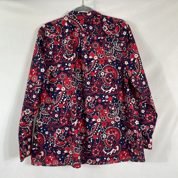 Talbots Long Sleeve Button Down Shirt XL Colorful Print 100% Cotton EUC - Picture 4 of 10
